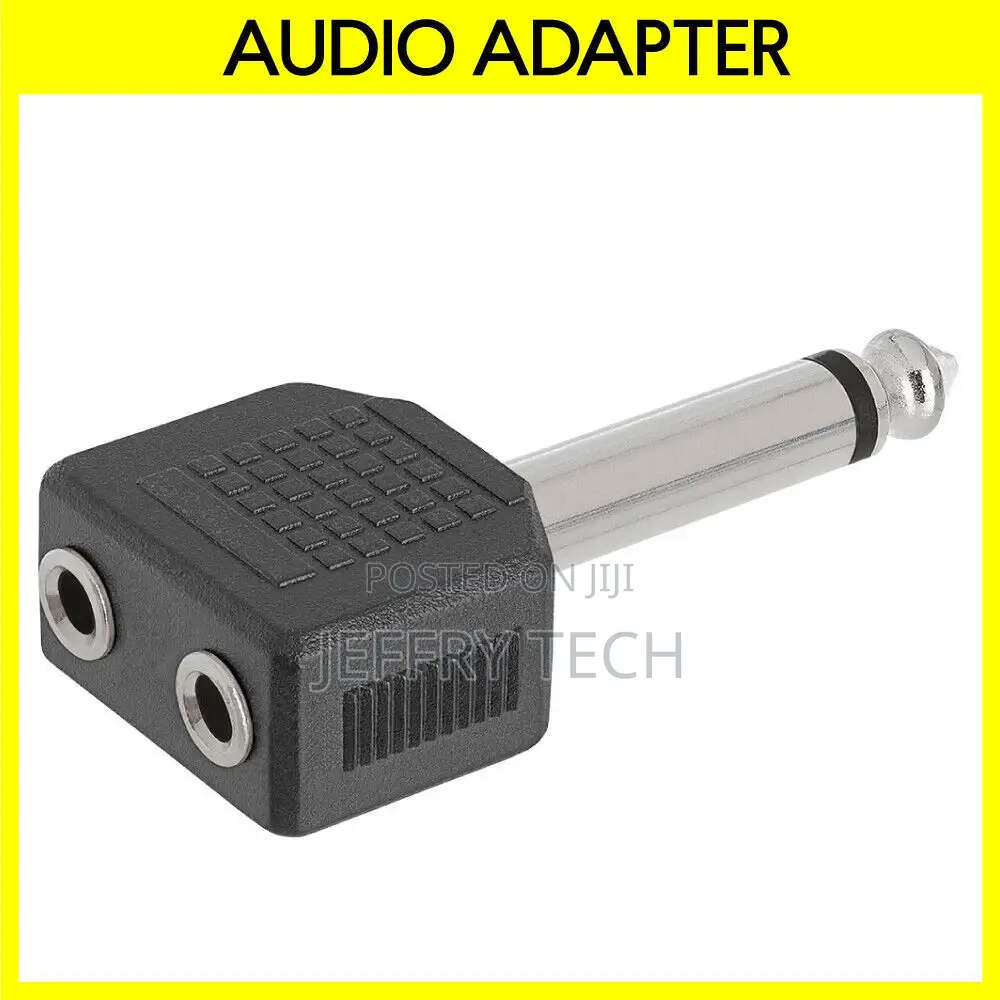 6.35mm Mono Plug to 2x 3.5mm Stereo Jack Adapter Audio Port