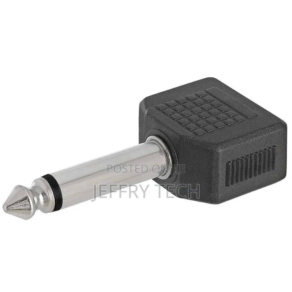 6.35mm Mono Plug to 2x 3.5mm Stereo Jack Adapter Audio Port