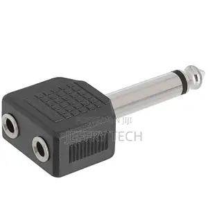 6.35mm Mono Plug to 2x 3.5mm Stereo Jack Adapter Audio Port