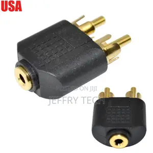 Gold 3.5mm 1/8" Stereo Female Jack to Dual RCA Male Y Splitt