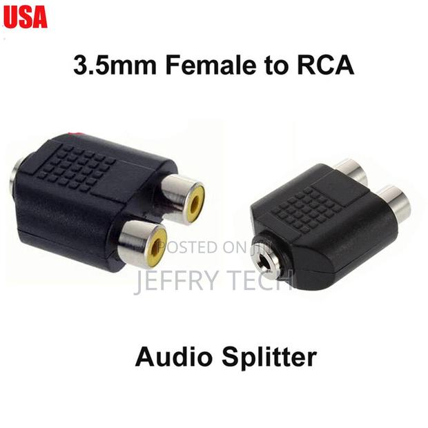 Dual 2-Rca Female Jack to 3.5mm 1/8" Stereo Jack Y Splitter
