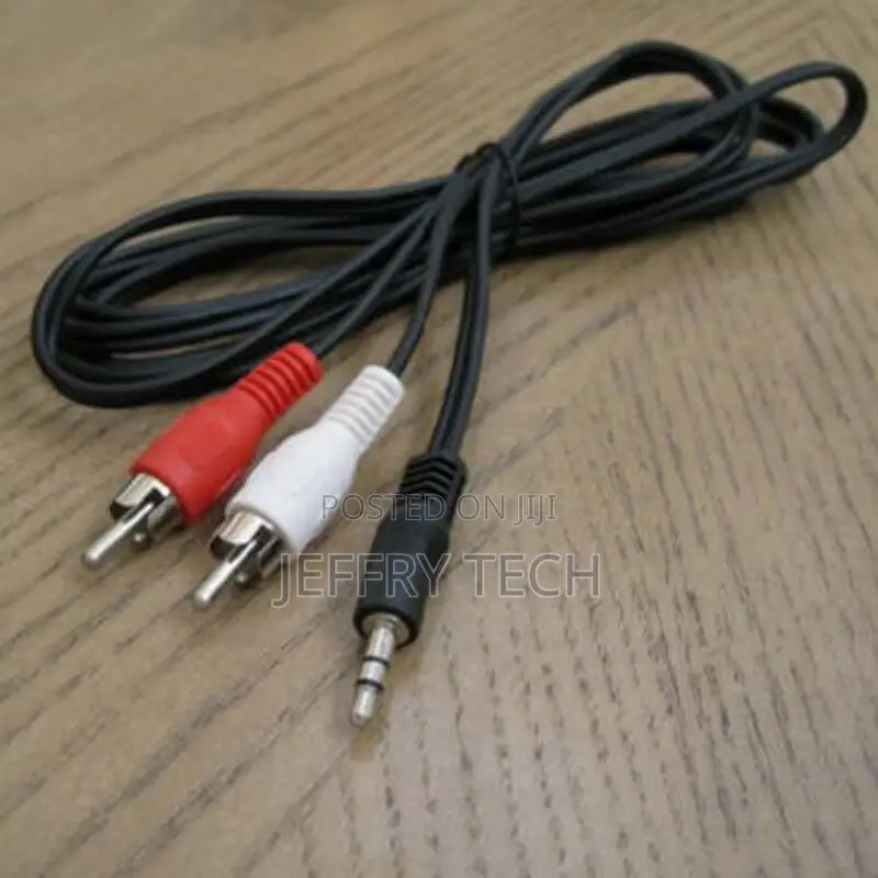 Headphone Jack Plug 3.5mm Aux in to 2 Red White RCA Stereo A