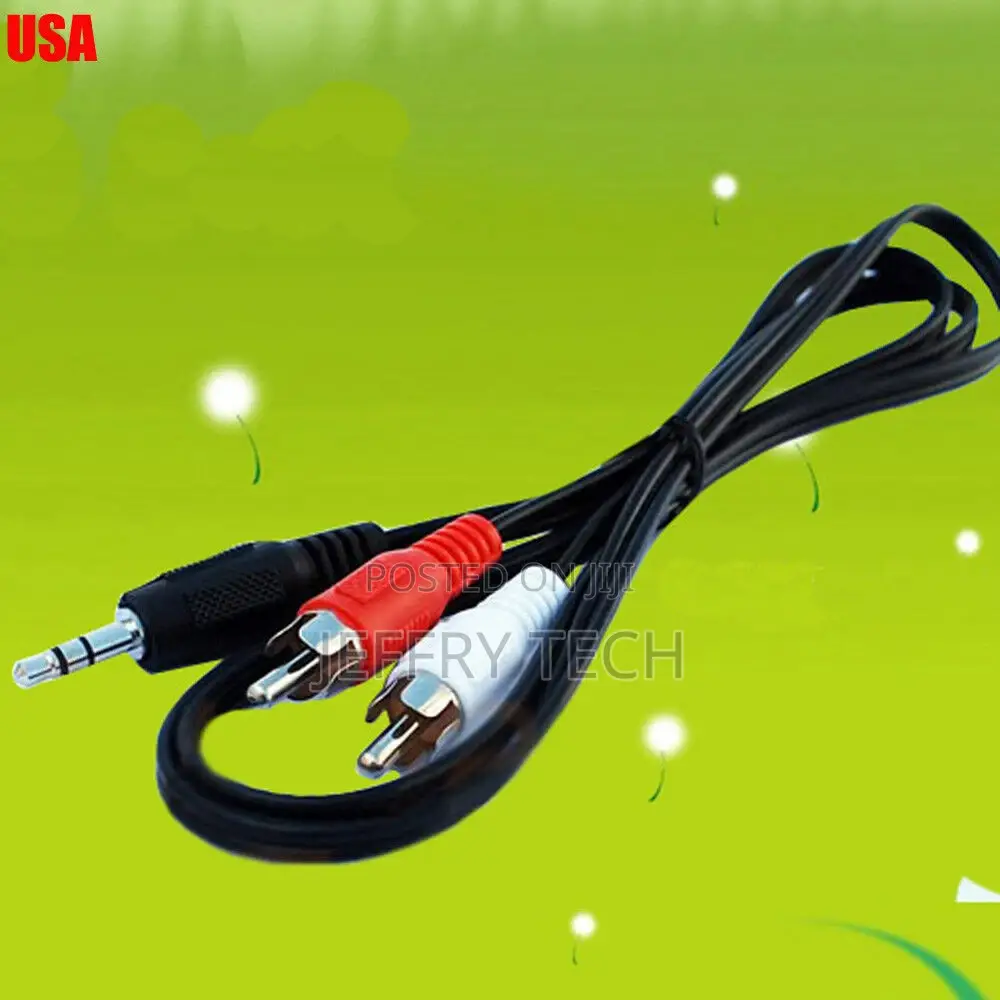 Headphone Jack Plug 3.5mm Aux in to 2 Red White RCA Stereo A