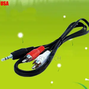 Headphone Jack Plug 3.5mm Aux in to 2 Red White RCA Stereo A