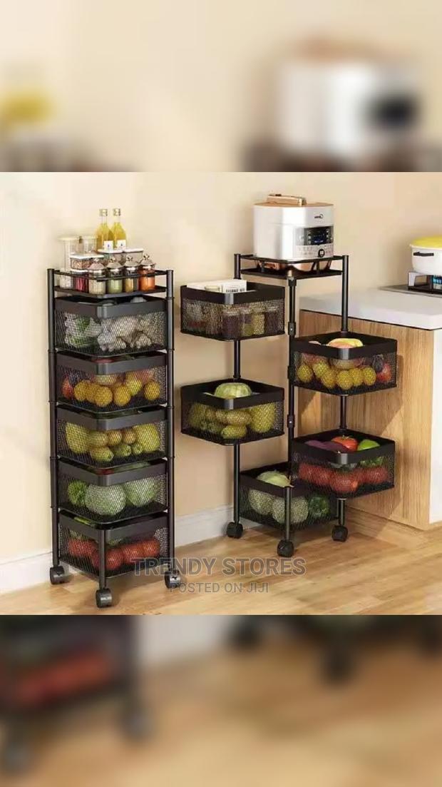 5 Layers Square 360° Rotating Fruits/Vegetable Basket /Rack - main view