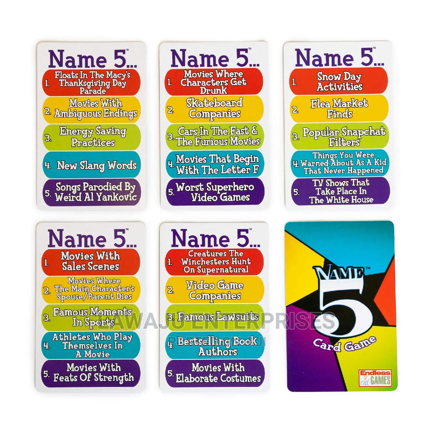 Name 5 Trivia Card Game - Players 2+
