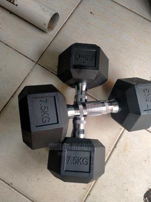 Rubber Coated Dumbell , 7.5kg Pair - thumbnail 2