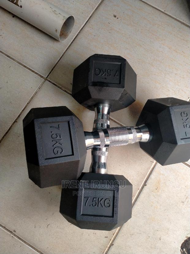 Rubber Coated Dumbell , 7.5kg Pair - main view