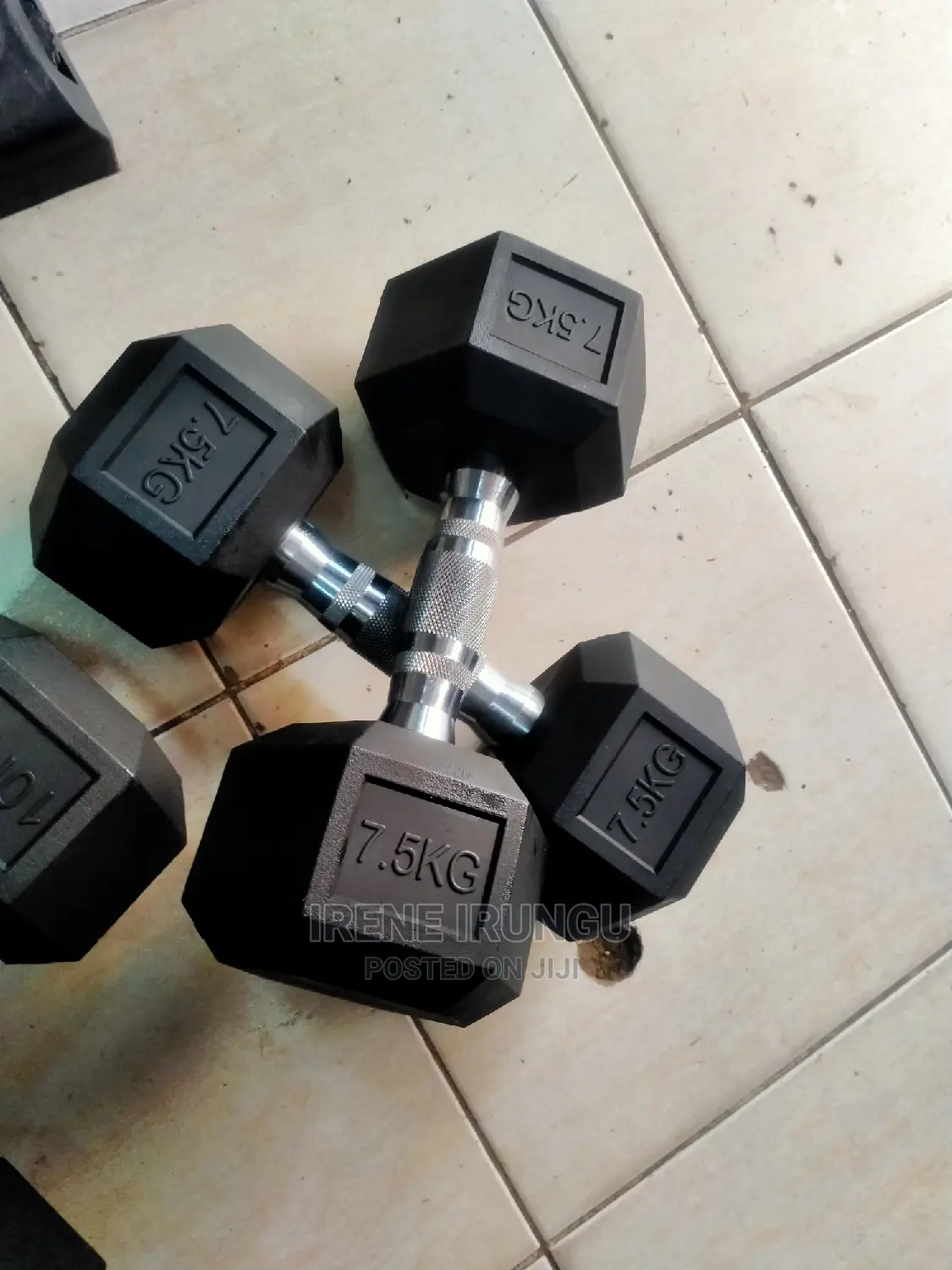 7.5kgs Dumbell , Rubber Coated