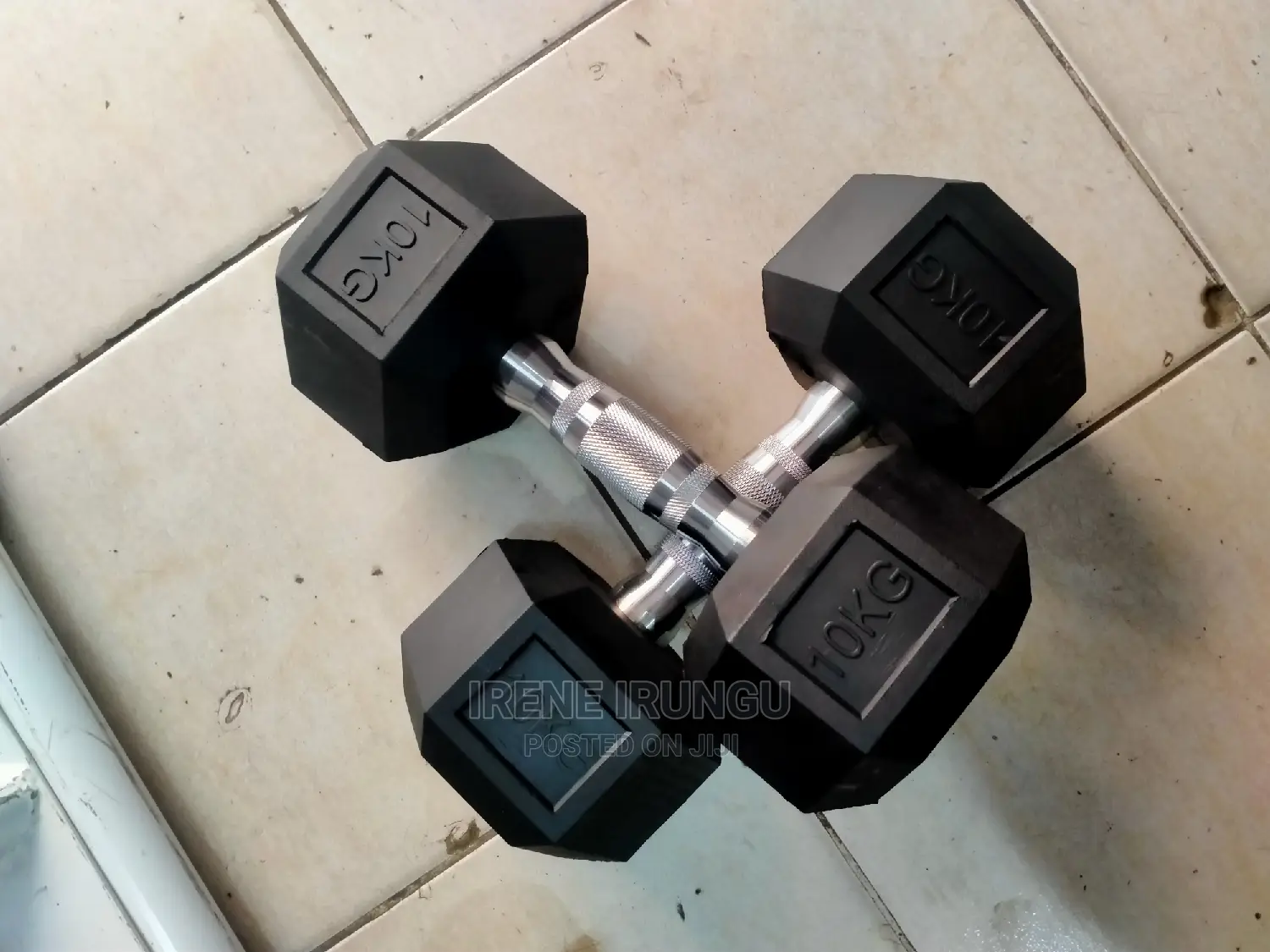 Dumbells Rubber Coated, 10kg Pair