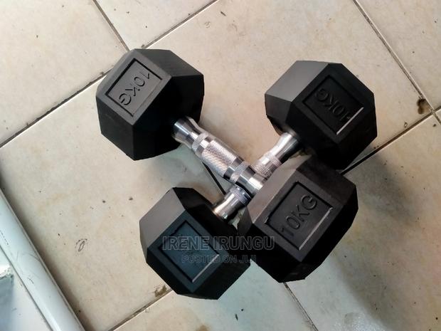 Dumbells Rubber Coated, 10kg Pair