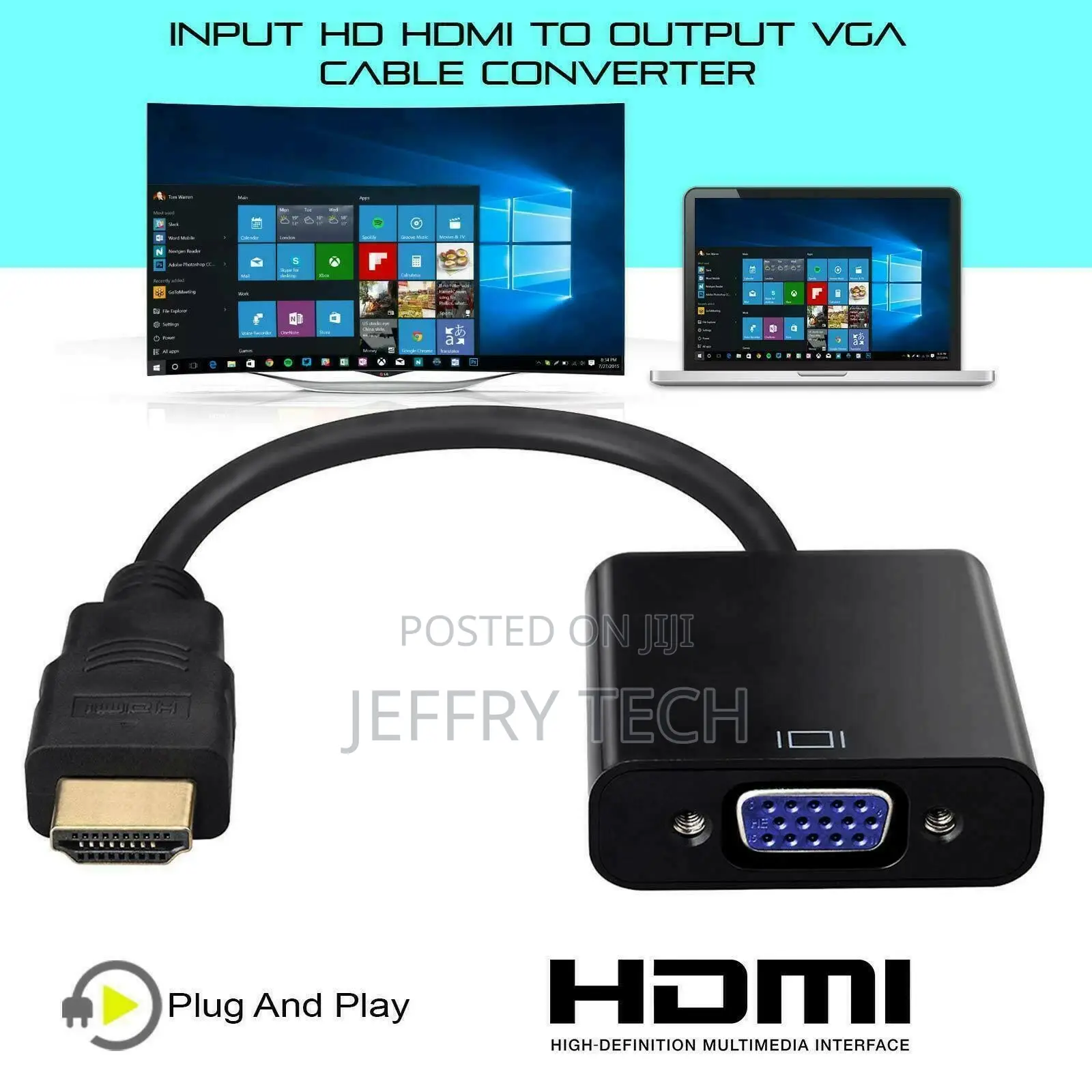 HDMI Male To VGA Female Adapter Converter Cable For Video HD