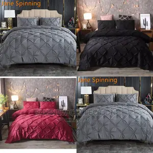 3pcs Double Pinch Pleat Pintuck Duvet Cover Set