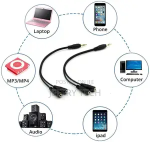 3.5mm AUX Audio Splitter 1 Male to 2 Female Headphone Y Cabl