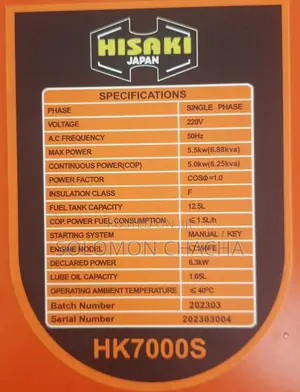 Best Hisaki 6.88kva Japan Open Diesel Generator Market Price