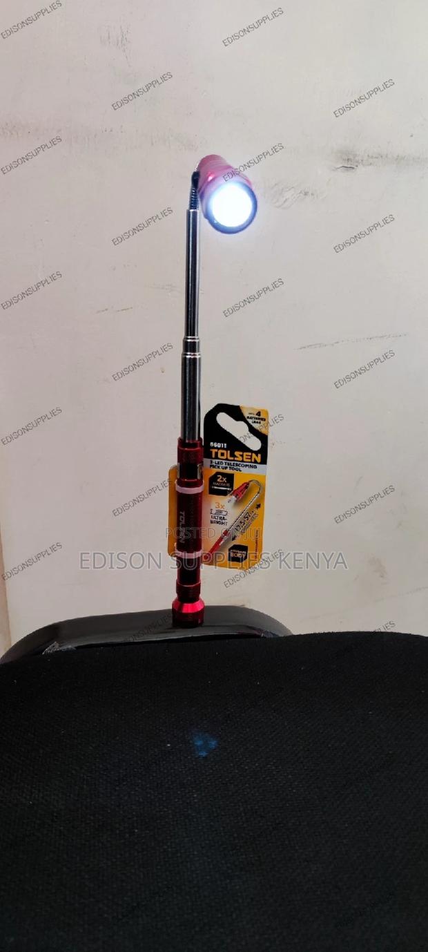 Tolsen Telescopic Pick Up Tool With 2 Magnet Ledtorch Light