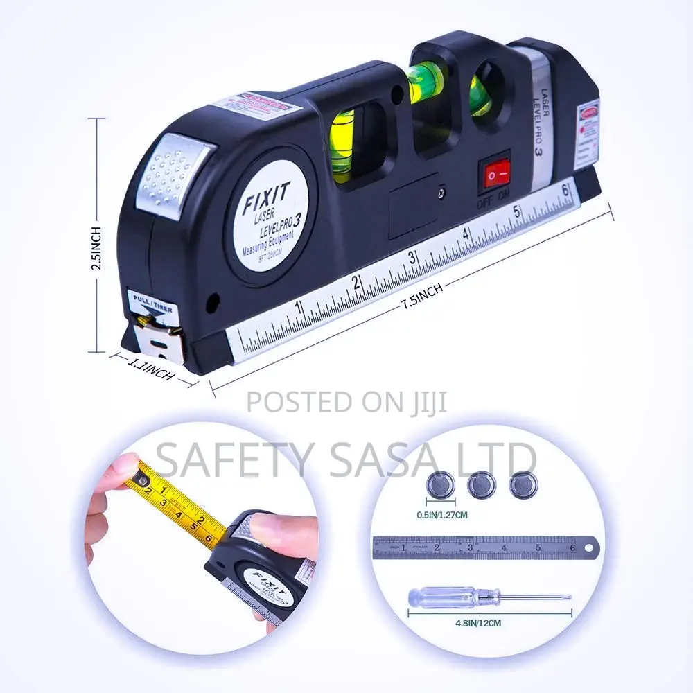 Combine Spirit Level + Laser Ruler + Tape Measure + Ruler