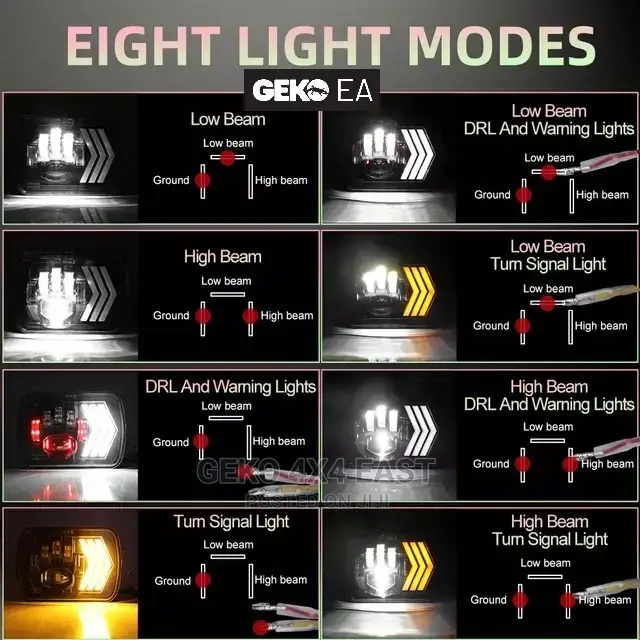 5x7 INCH LED Headlights, JEEP, HILUX (Old Shape)
