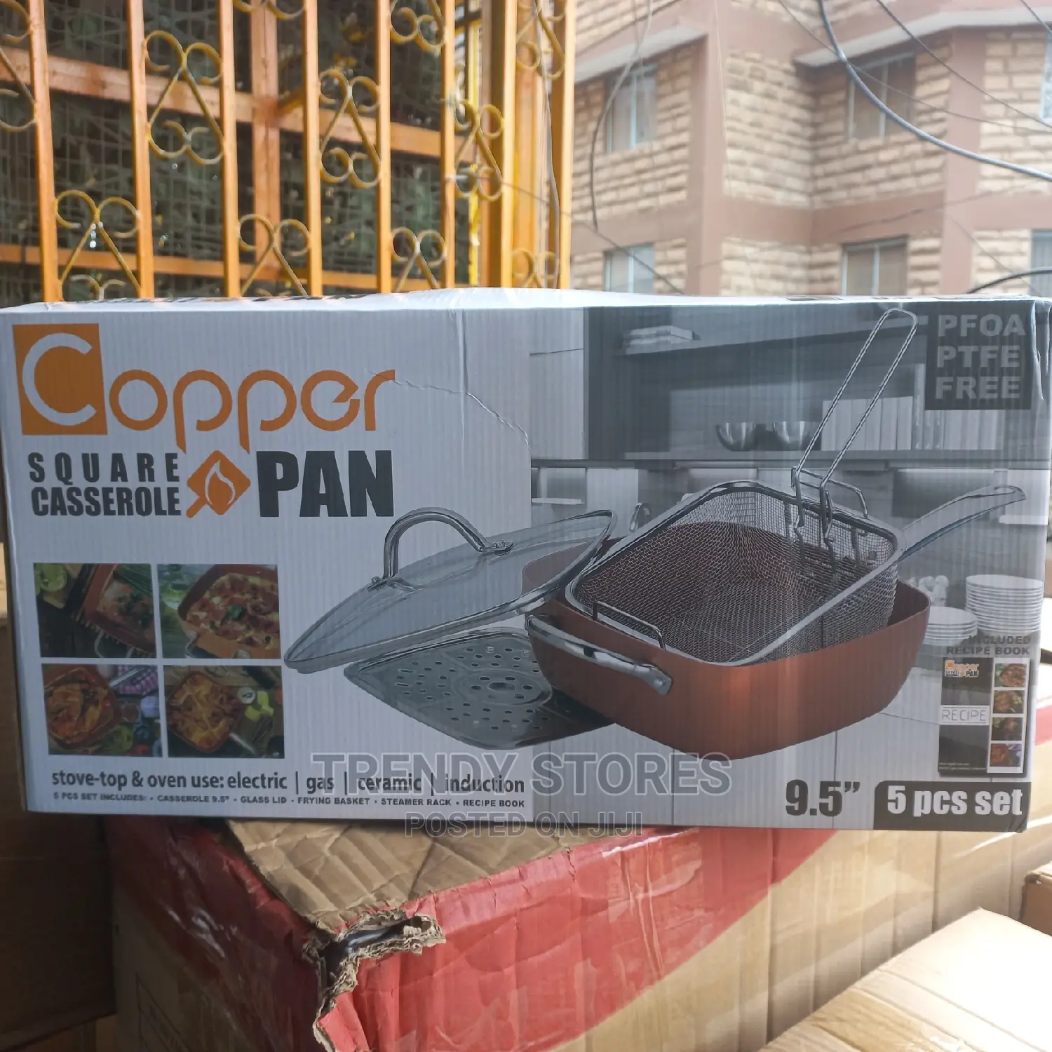 9.5" , 5pcs Set Copper Square Casserole Pan