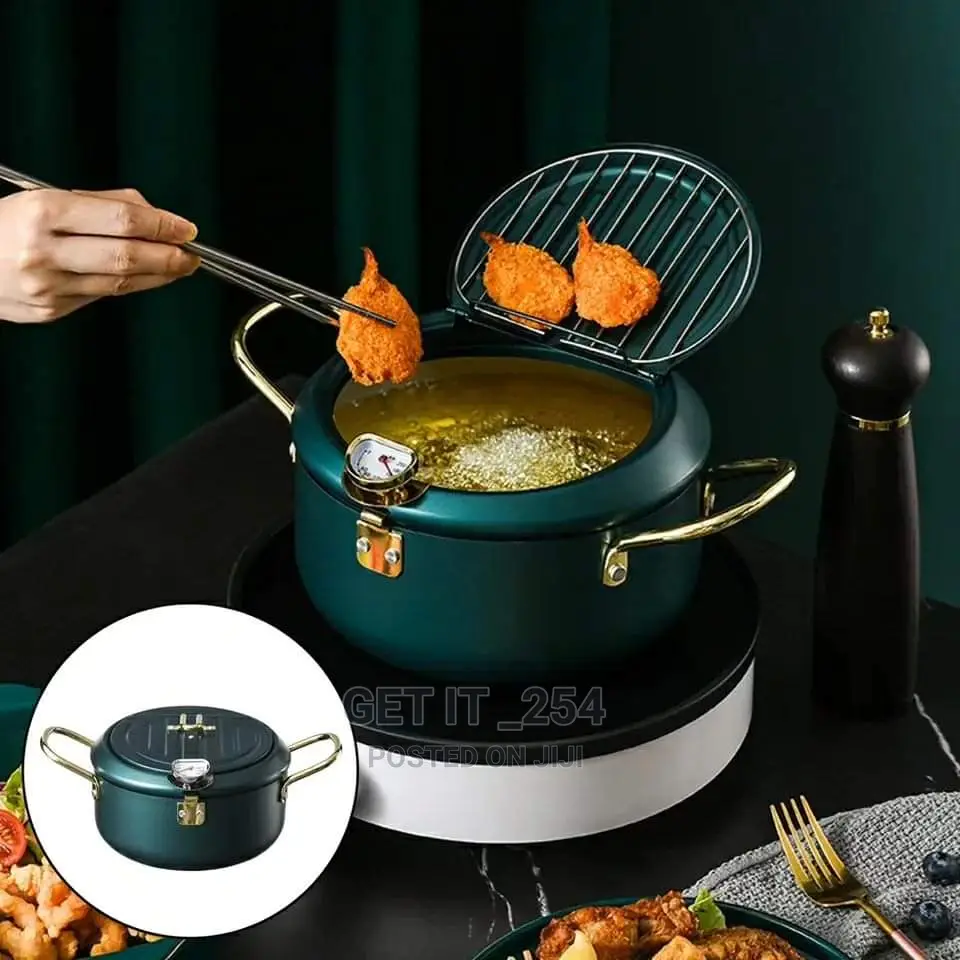 Nordic Green Coloured 3.4l Frying Pot With Thermometer