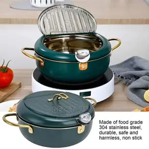 Nordic Green Coloured 3.4l Frying Pot With Thermometer