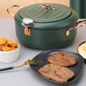 Nordic Green Coloured 3.4l Frying Pot With Thermometer