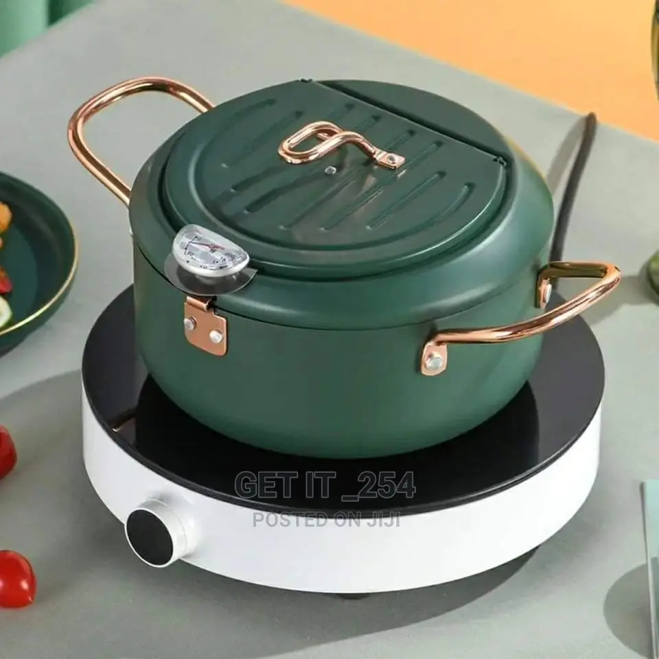 Nordic Green Coloured 3.4l Frying Pot With Thermometer