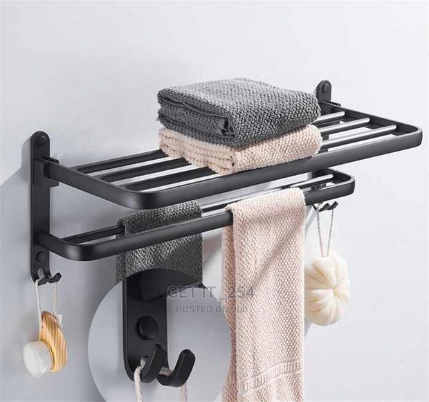 Black Metalic 55cm Bathroom Towels Rack - main view