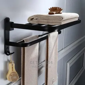 Black Metalic 55cm Bathroom Towels Rack