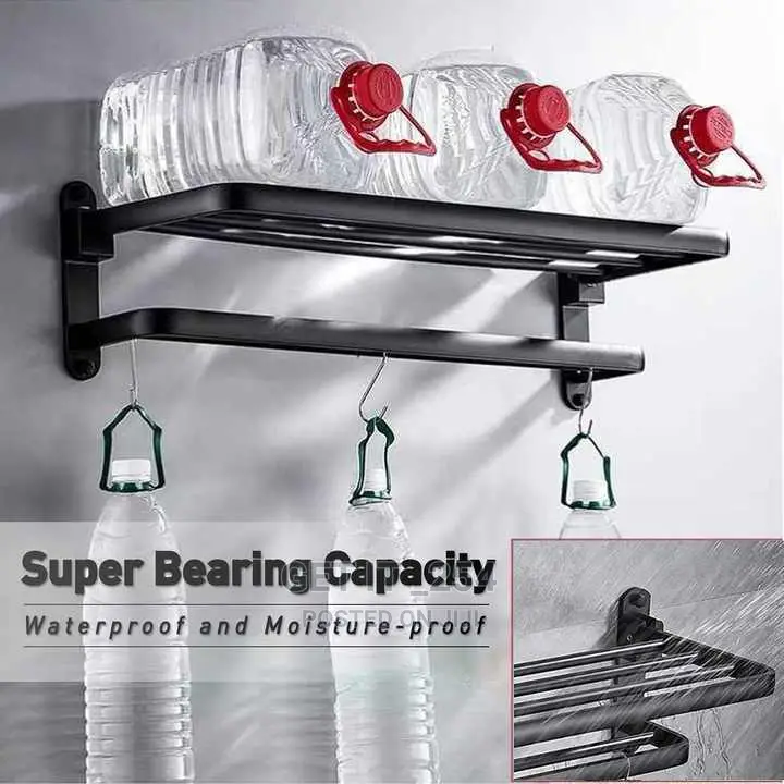 Black Metalic 55cm Bathroom Towels Rack