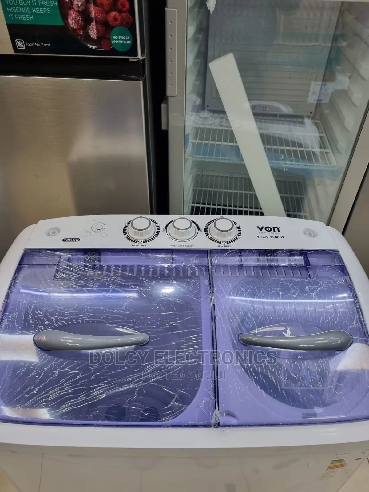 VON VALW-10MLW Twin Tub 10KG Washing Machine, White