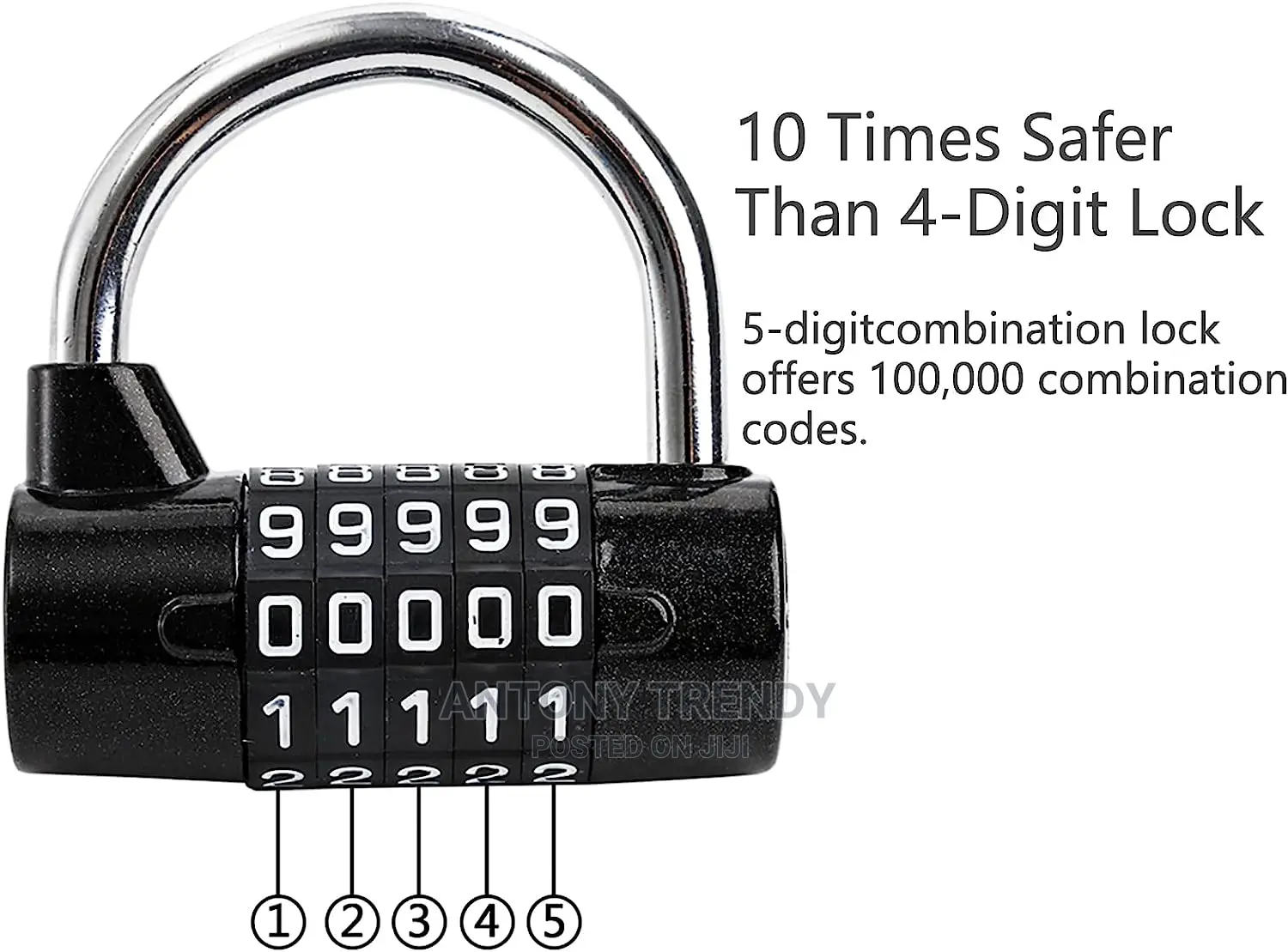 5 Letter Zinc Alloy Combination Padlock Code Password