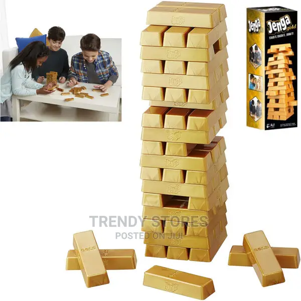Jenga Family Game Toy With Gold Blocks