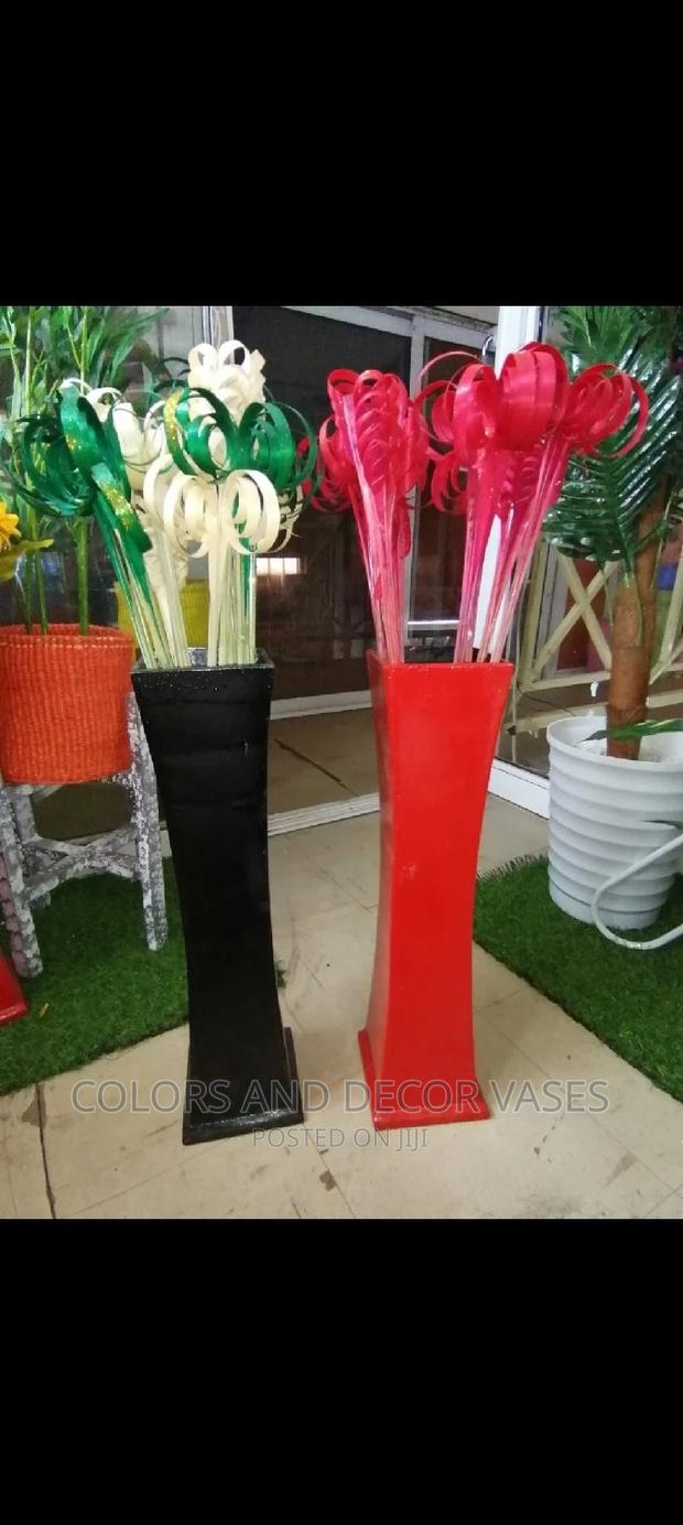 Decorative Colored Flowers+ Wooden Vase