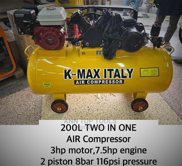 Kmax Italy 200ltrs 7.5hp Petrol Electric Air Compressor