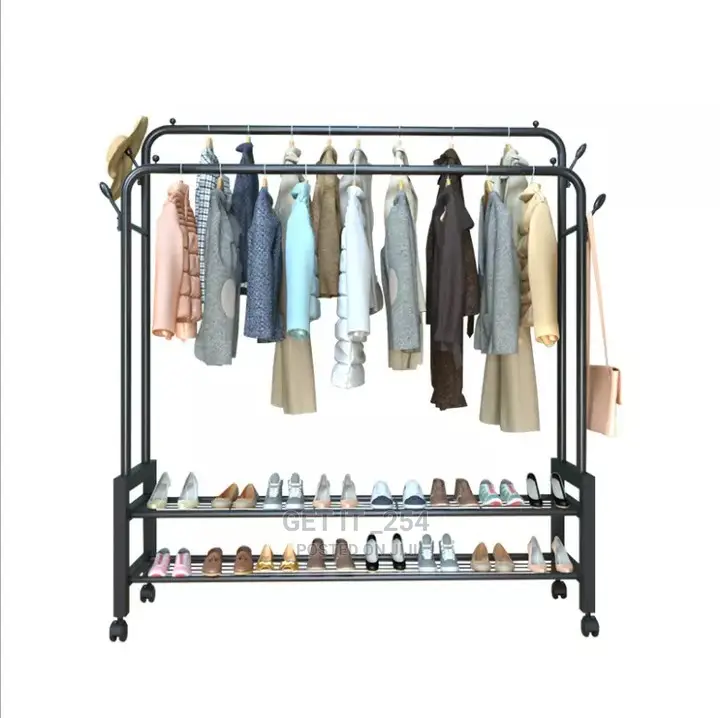 Upgraded Cloth Rack With Double Lower Storage Space