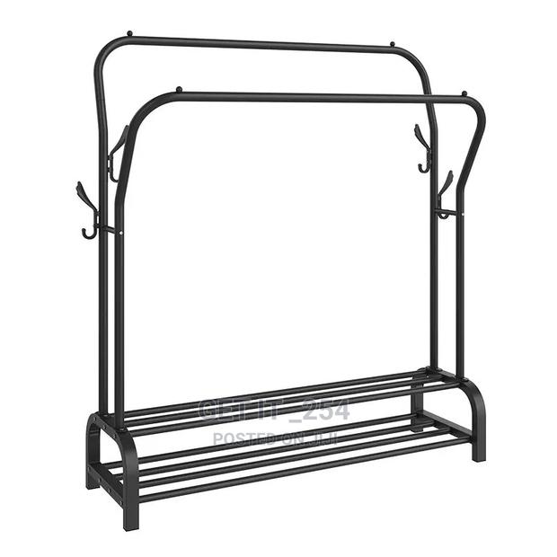 Curved Double Pole Cloth Rack - main view