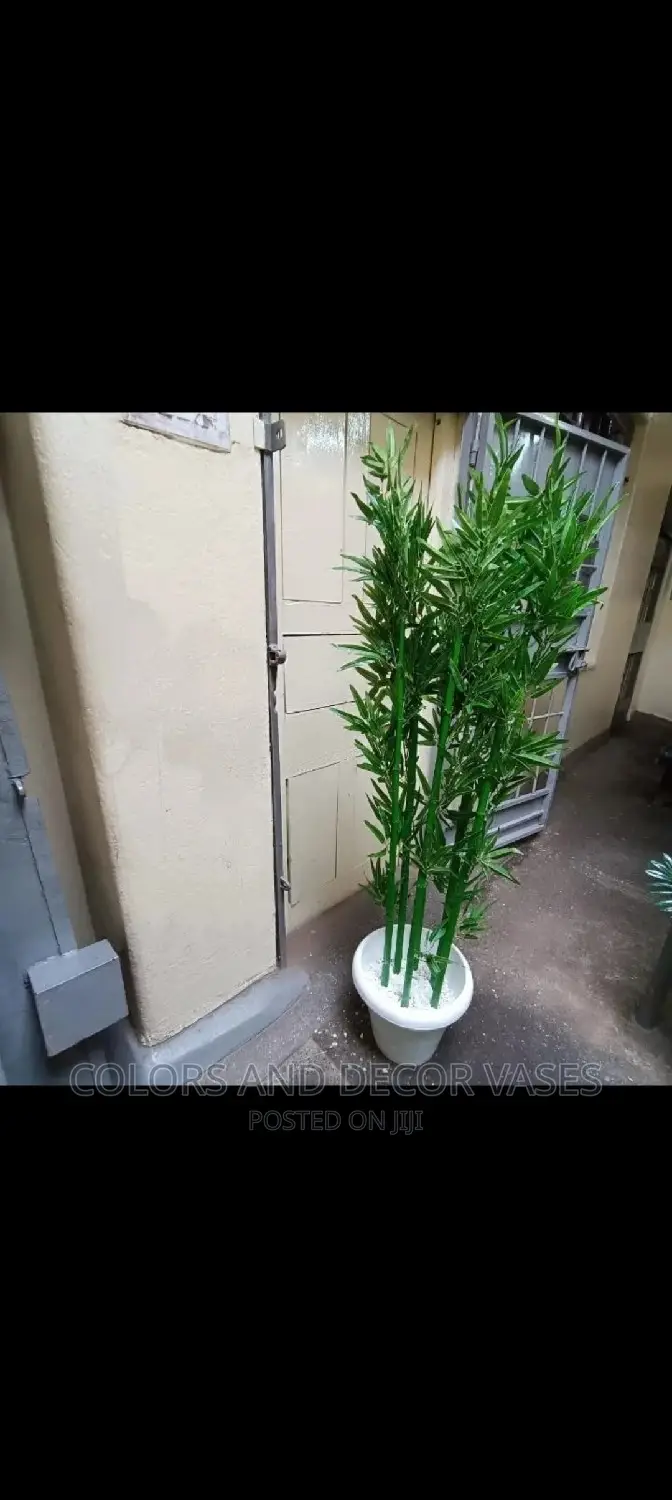 2m Artificial Bamboo and Plastic Vase