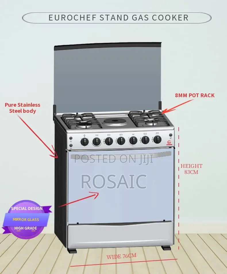 Eurochef 60*76 Cm. 4 Gas+1 Electric. With Gas Oven