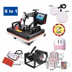 8 in 1 DIY Combo Mug T-Shirt Cap Heat Press Sublimation Mach