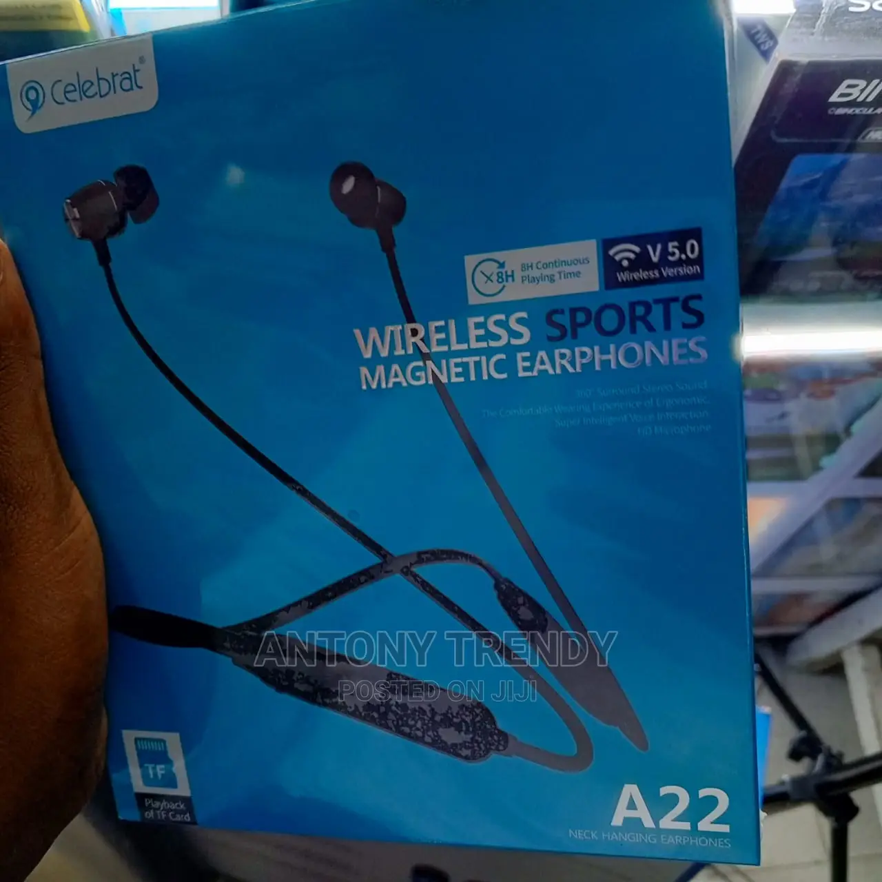 Celebrat A16 Wireless Neck Hanging Magnetic Earphone – Black