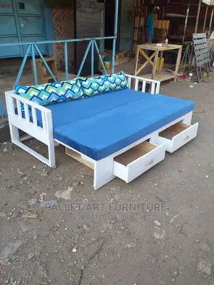 White Pallet Sofa Bed With Cushions