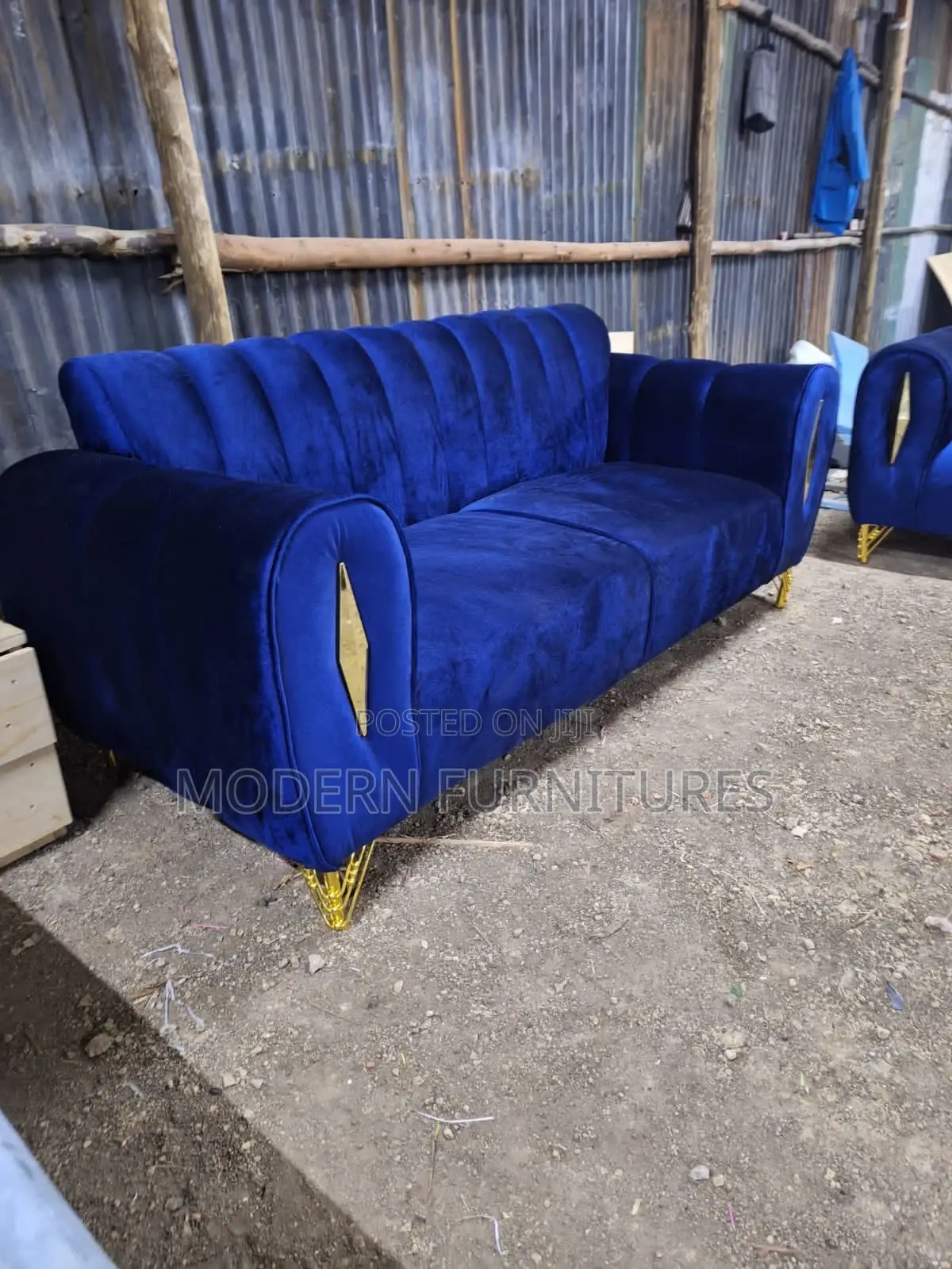 Blue 3 Seater Sofa