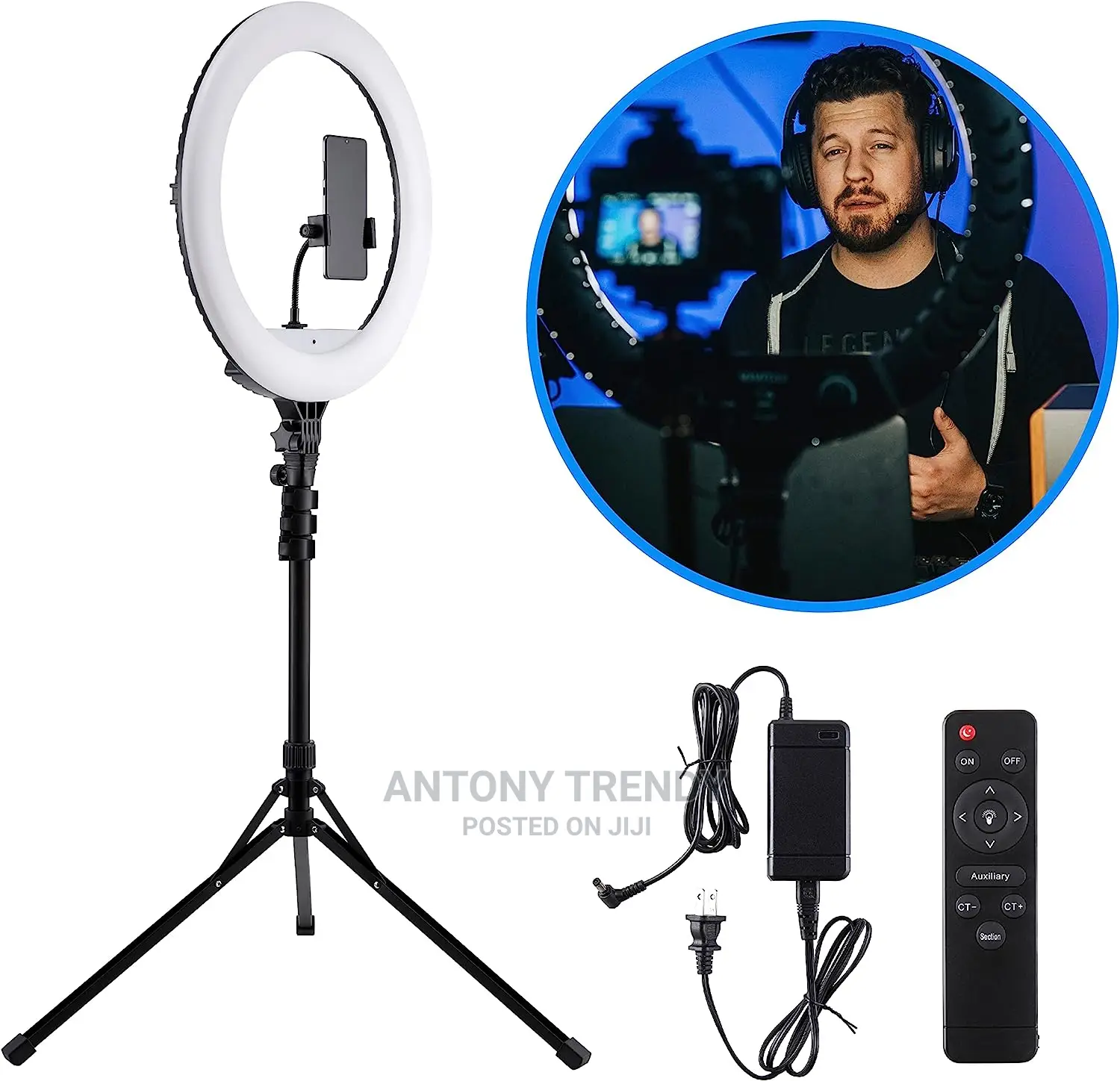 18"/45cm Outer 55w6700k Dimmable Led Light, Tripod Stand
