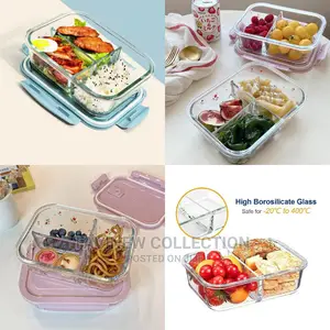 2 Grid Microwave - Safe Glass Lunch Box