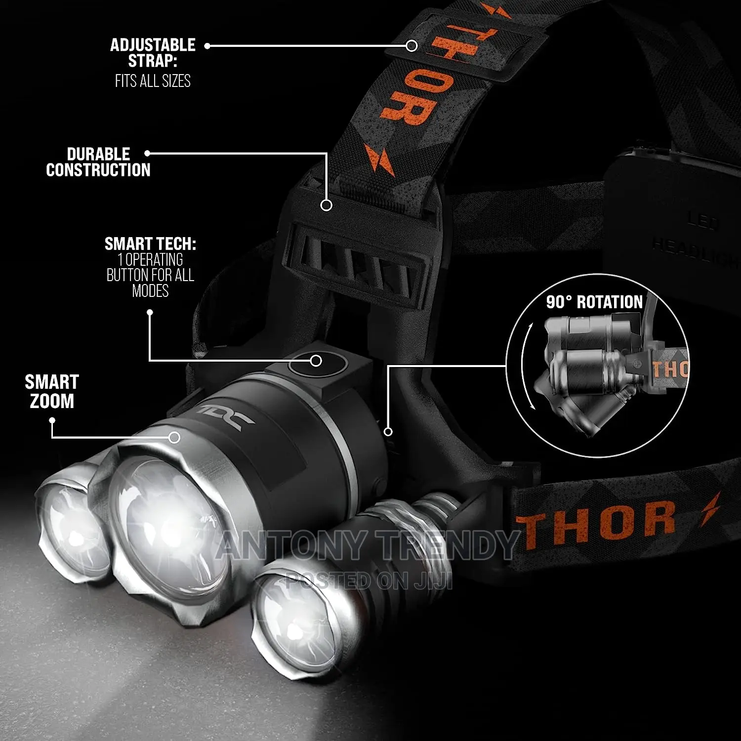 LED Headlamp Flashlight USB Rechargeable Headlight