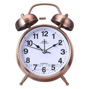 Alarm Clock Loud Quartz Analog Silver