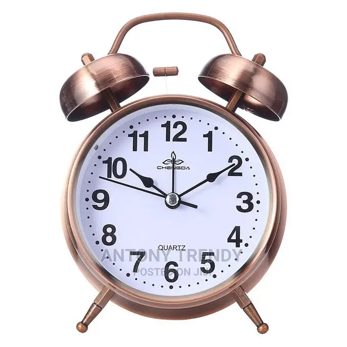 Alarm Clock Loud Quartz Analog Silver