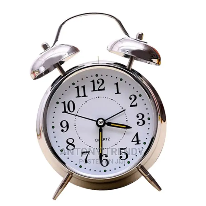 Silent Alarm Clock Loud Quartz Analog Silver