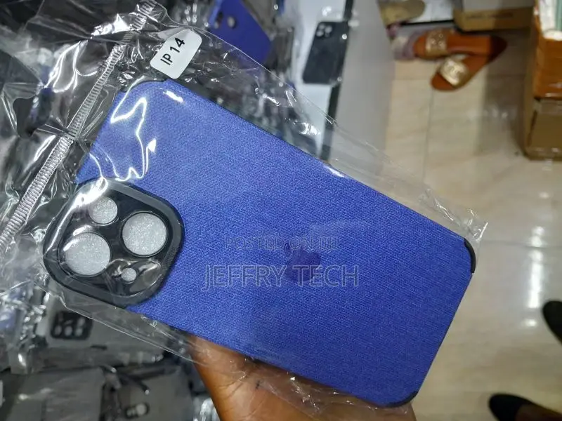iPhone 14 Fabric Canvas Back Case Bllue